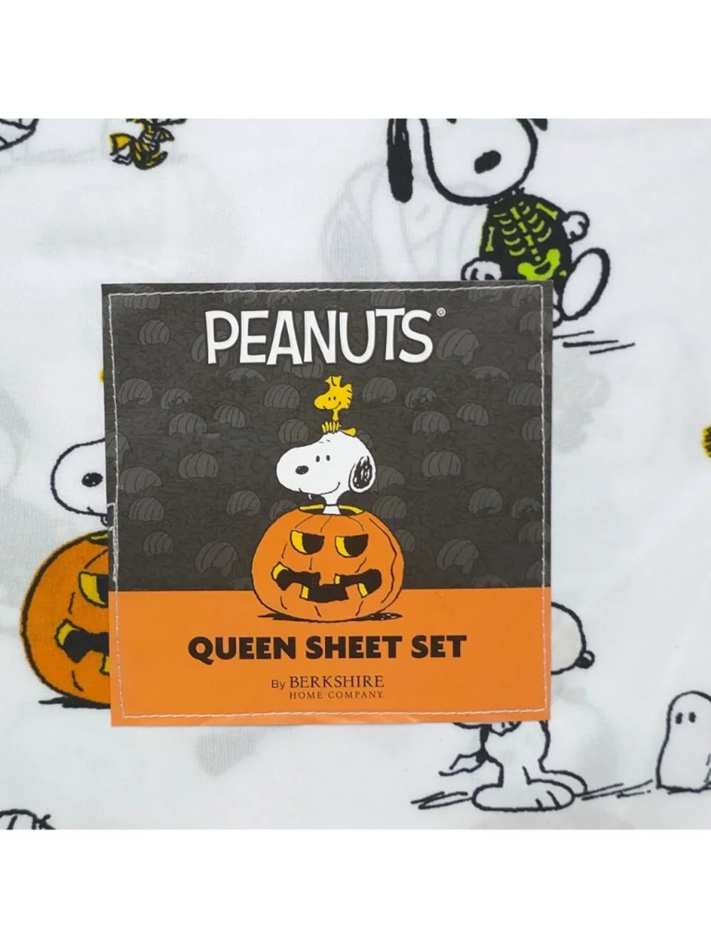 Peanuts Halloween Queen Sheet Set By Berkshire Snoopy & Woodstock Pumpkins